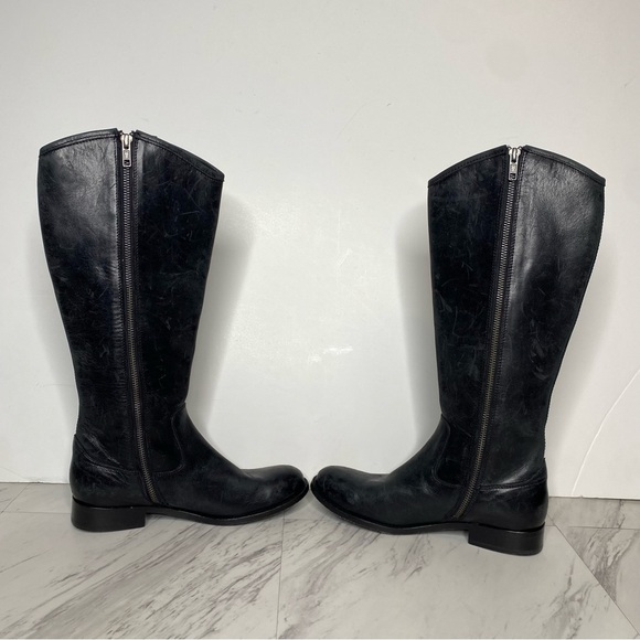 Frye Melissa Button Inside Zipper Black Leather Riding Tall Boots 6 1/2 B - Picture 6 of 16